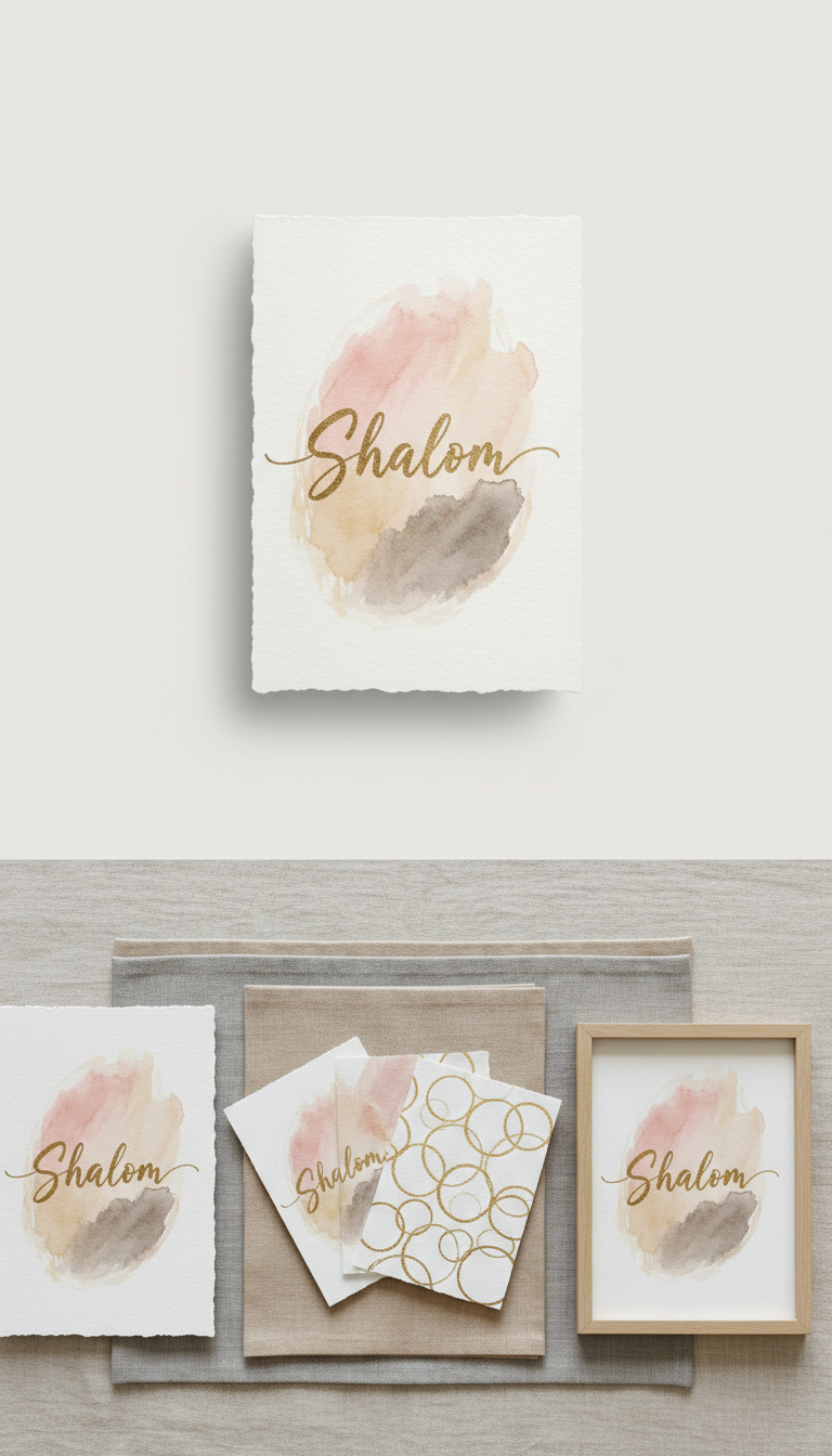 Shalom Watercolor Greeting Card