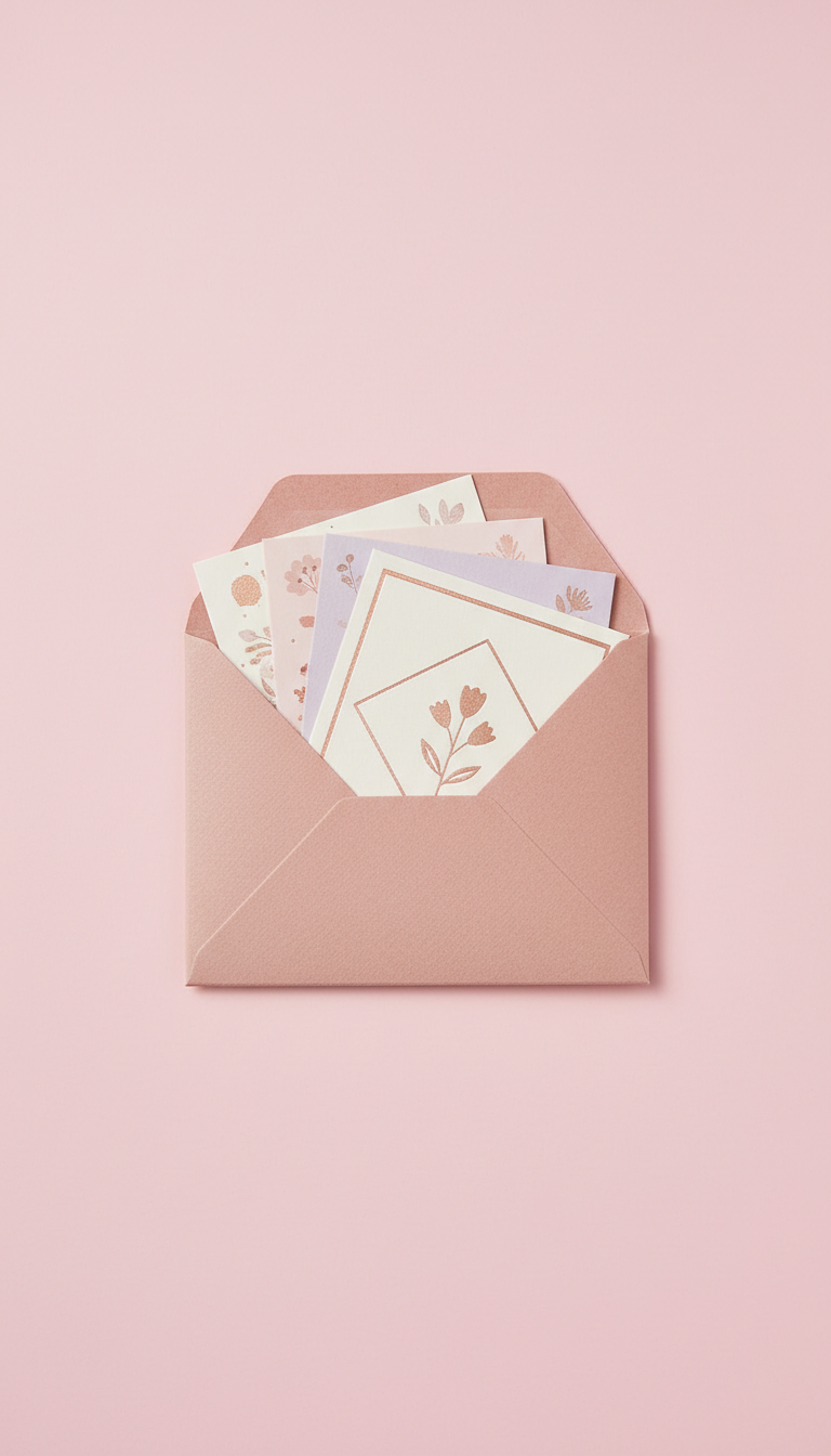 Pastel Greeting Card Set In Blush Packaging
