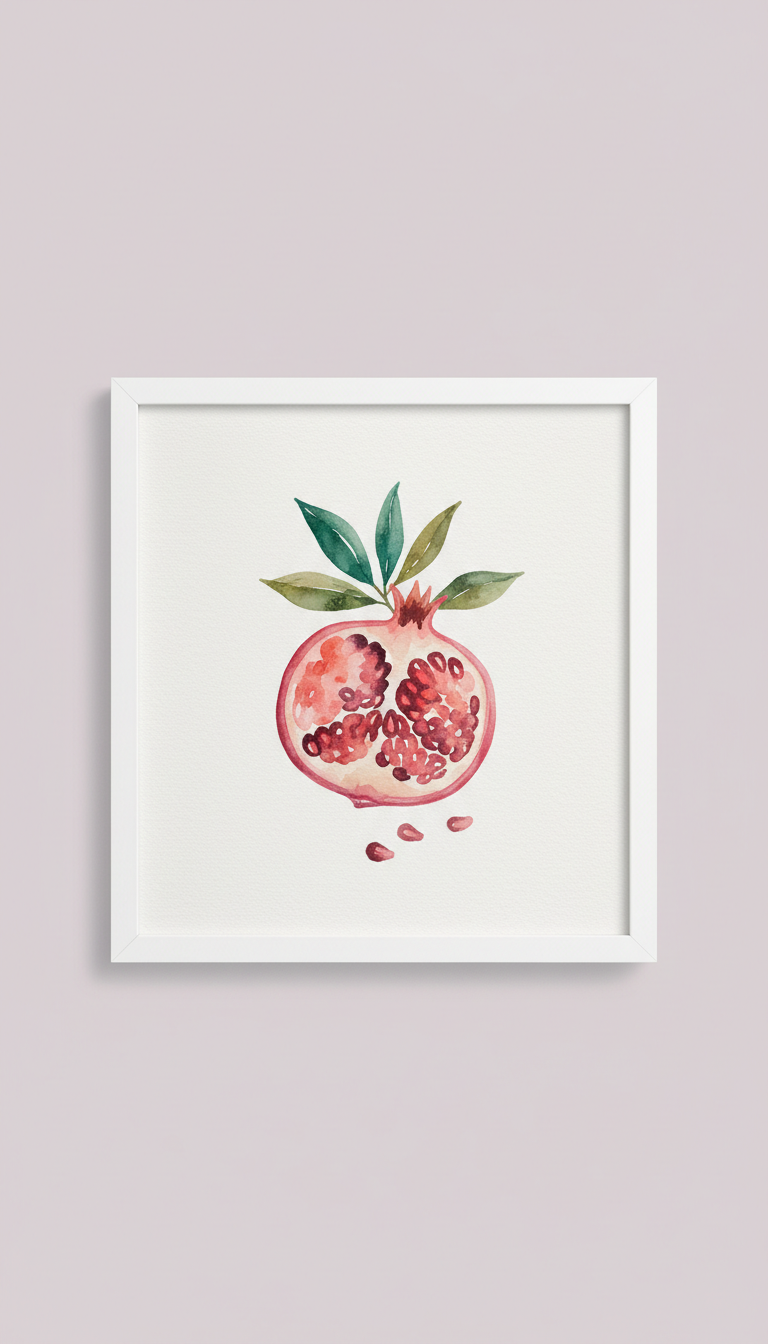 Framed Pomegranate Watercolor Print