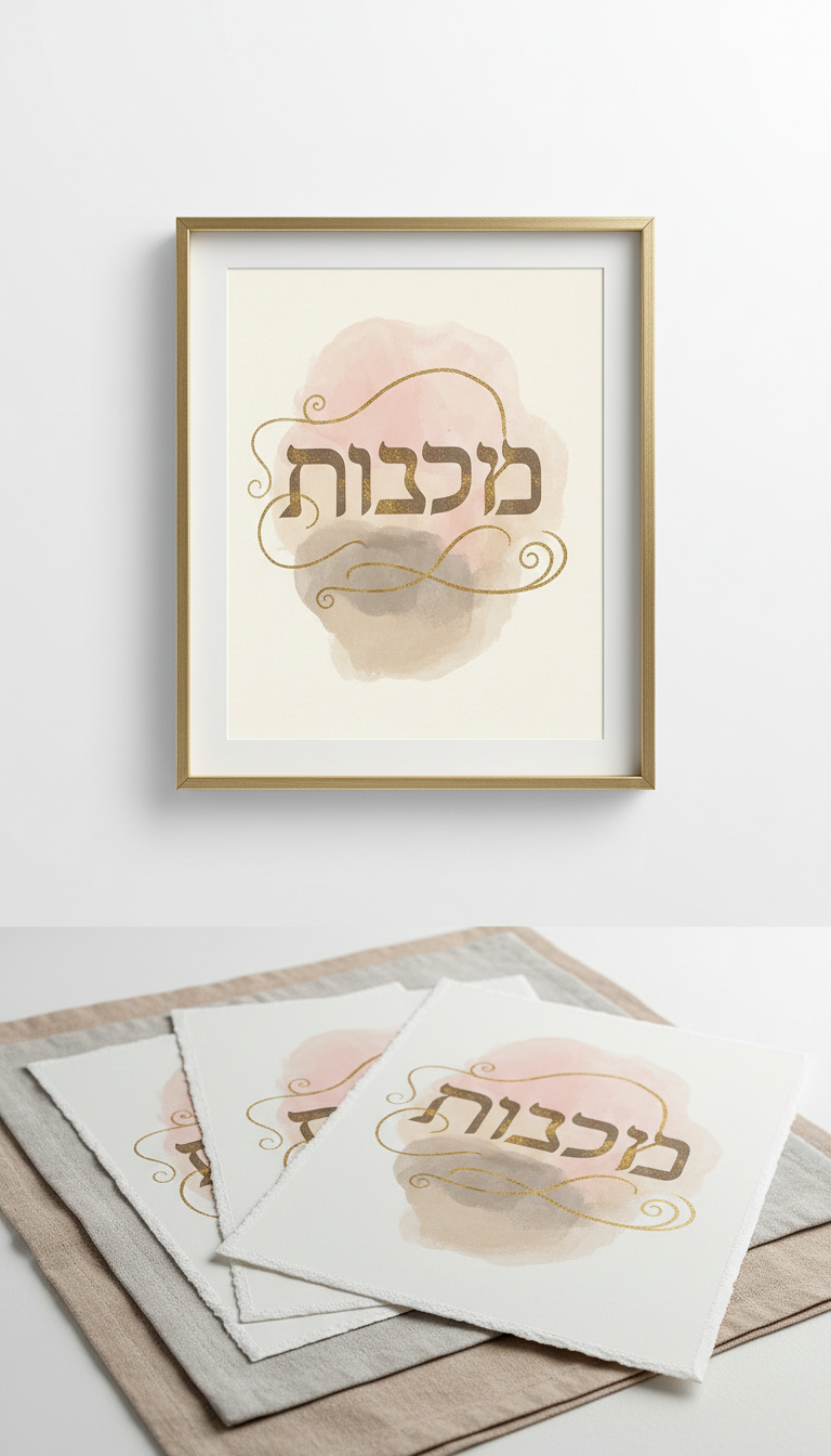Gold-Accented Mizrach Art Print Framed