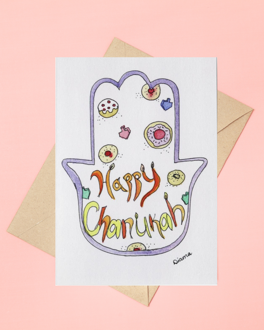Donuts and Dreidels for Chanukah Card
