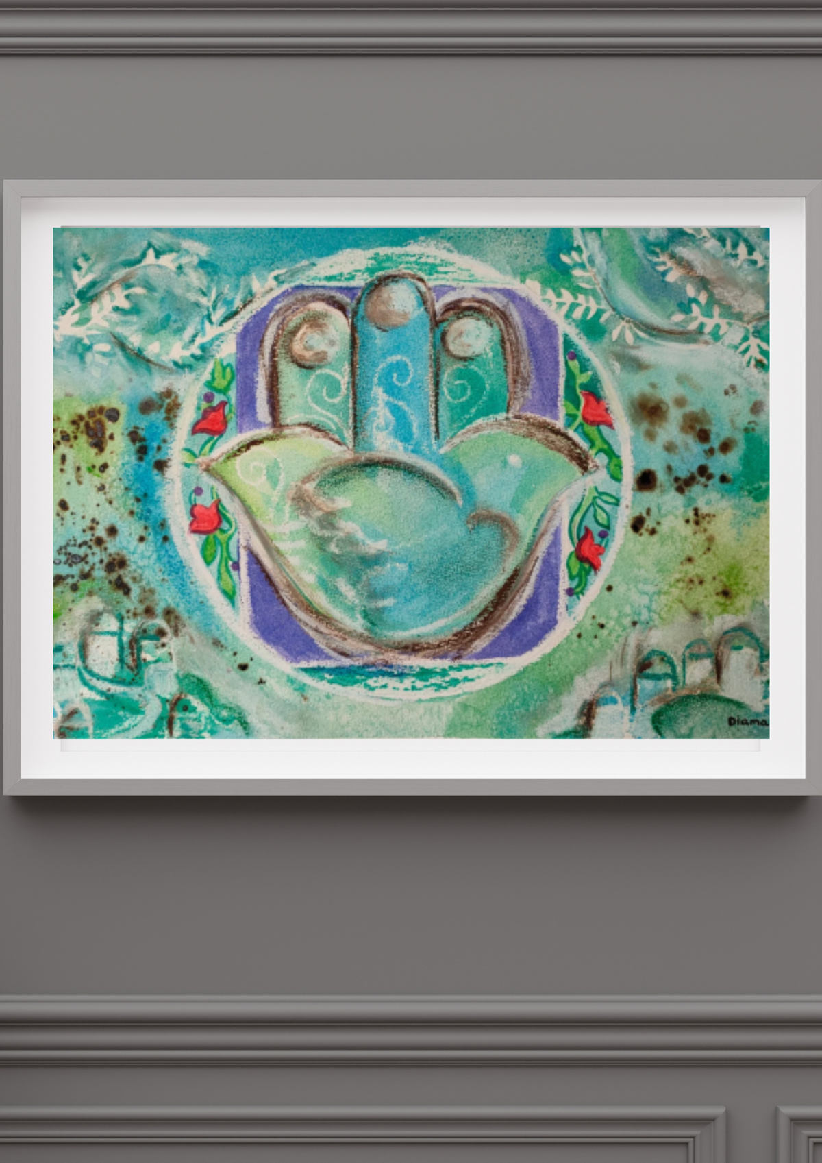 Dove and Hamsa Art Print