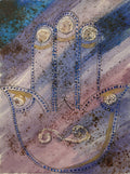 Purple Watercolour and Ink Hamsa