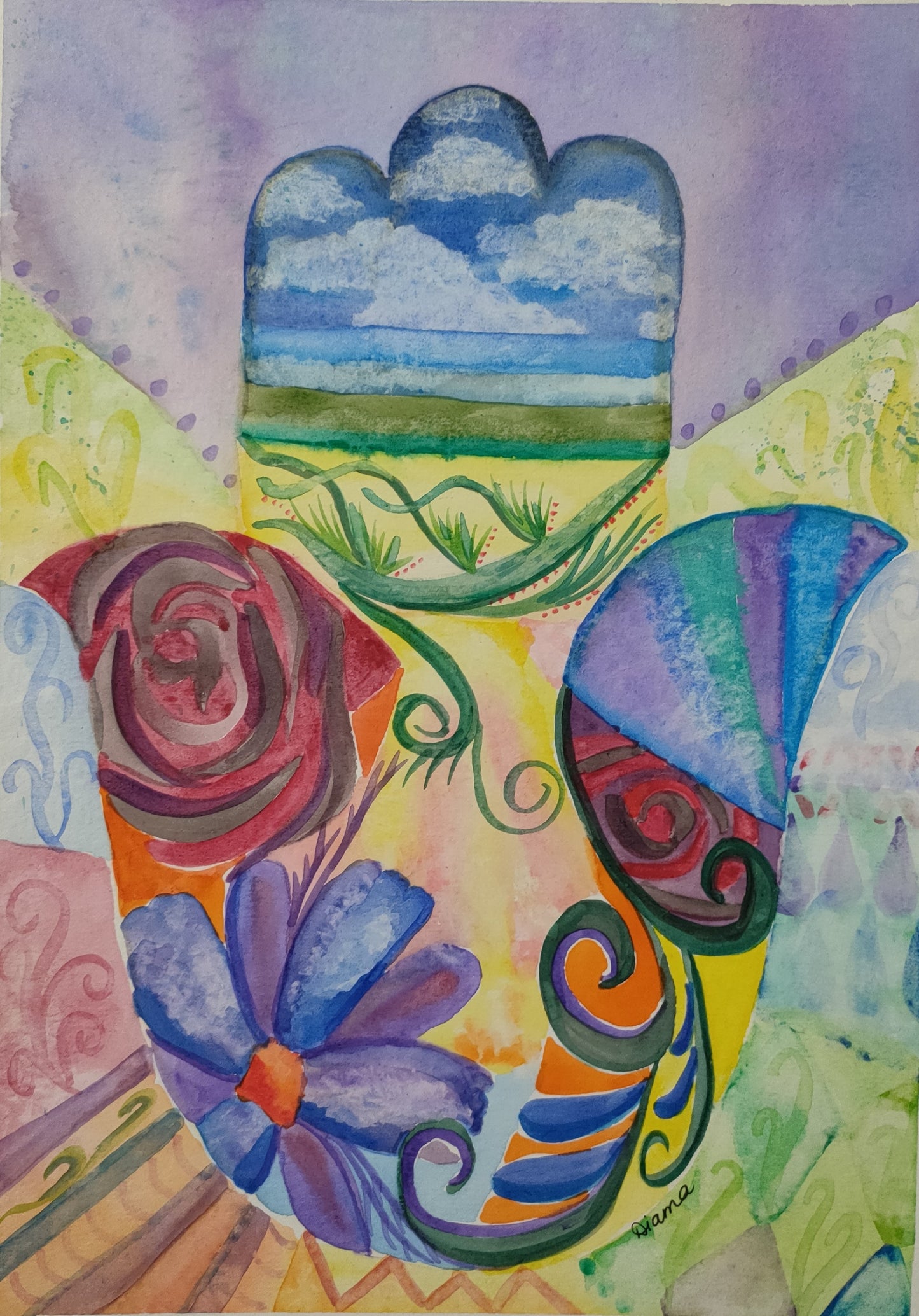 Hamsa Watercolour